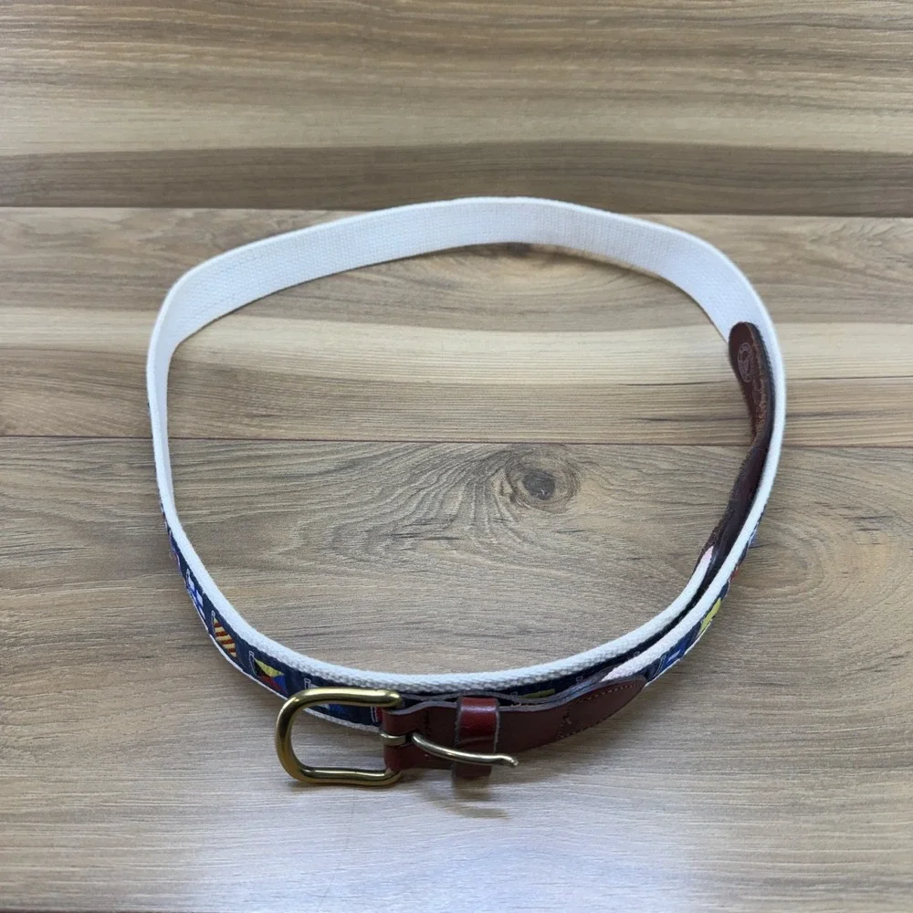 Leather Man Limited Belt Size 46 Brown Leather with‎ Flag Pattern